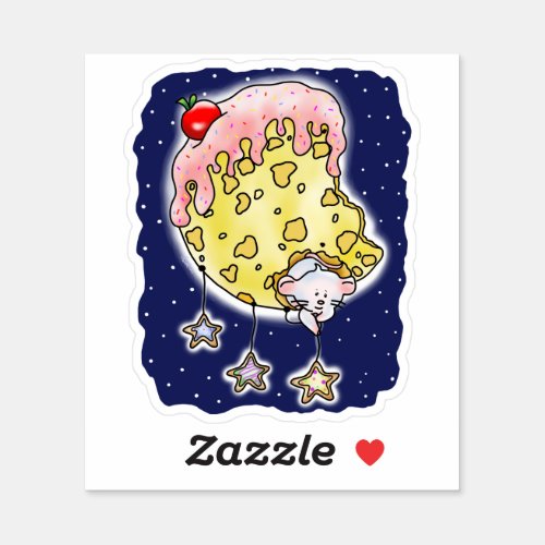 Cheese Moon  Mouse Hanging Sugar Cookie Stars  Sticker