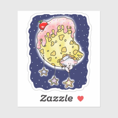 Cheese Moon  Mouse Hanging Sugar Cookie Stars  Sticker