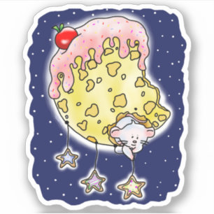 Cheese Moon & Mouse Hanging Sugar Cookie Stars Sticker