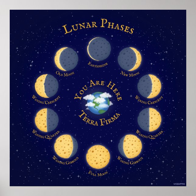 Cheese Moon Whimsical Lunar Phases Chart  (Front)