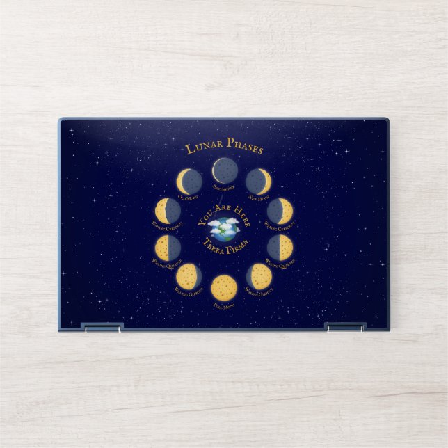 Cheese Moon Whimsical Lunar Phases Chart HP Laptop Skin (Front)