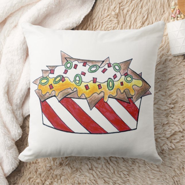Cheese Nachos Tortilla Chips Junk Snack Food Throw Pillow (Blanket)