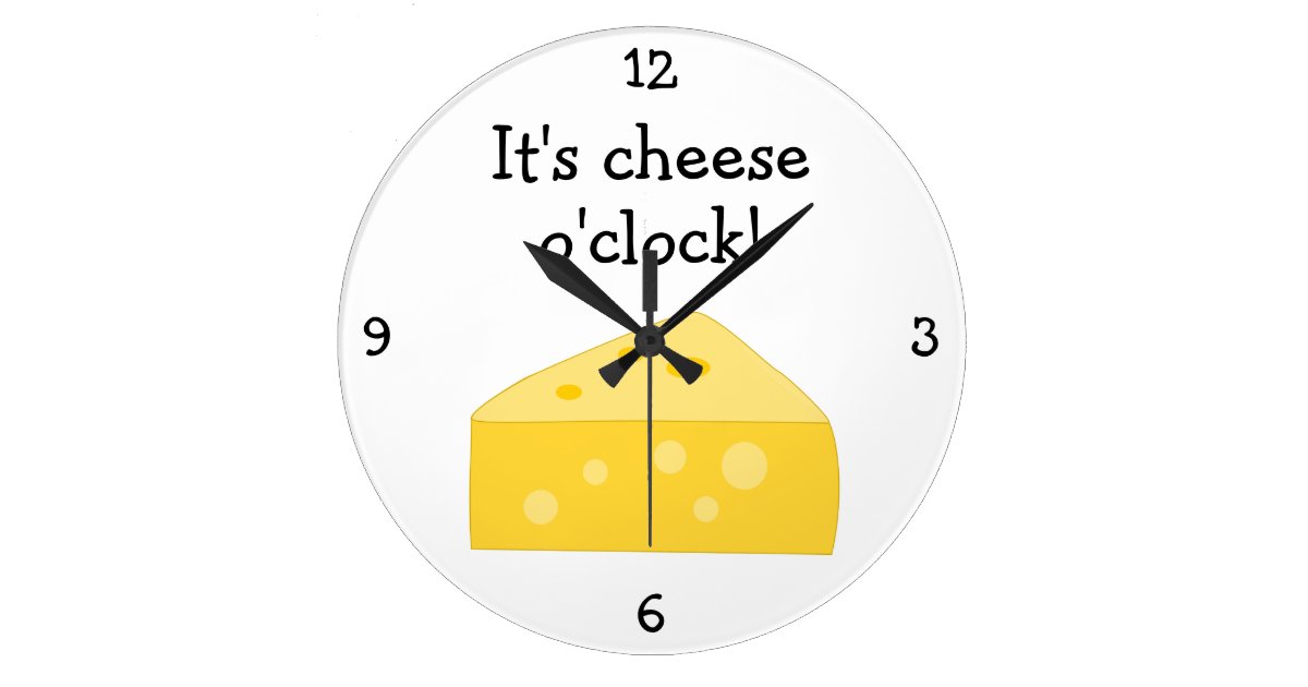 Cheese O Clock Fun Food Graphic Large Clock Zazzle Com