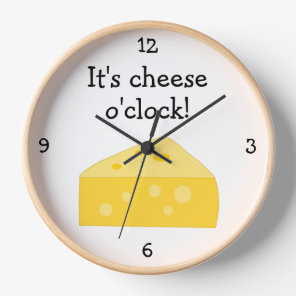 Cheese O'Clock fun food graphic Wall Clock