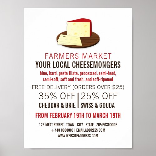 Cheese on Board Cheesemonger Advertising Poster