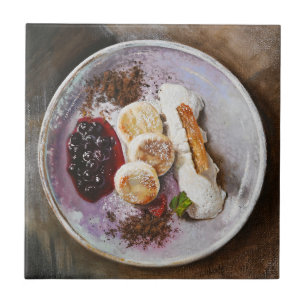 Cheese Pancakes with Berries – Gourmet Food Ceramic Tile