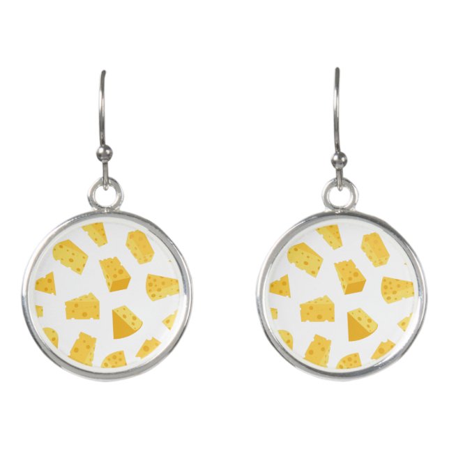 Cheese Pattern Print Earrings (Front)