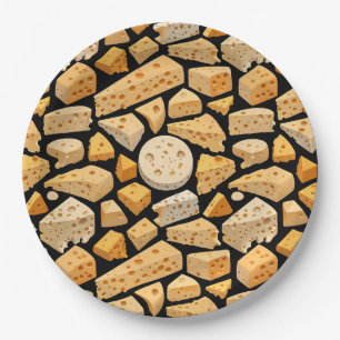Cheese Pieces With Natural Holes Cute Pattern Paper Plates