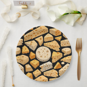 Cheese Pieces With Natural Holes Cute Pattern Paper Plates