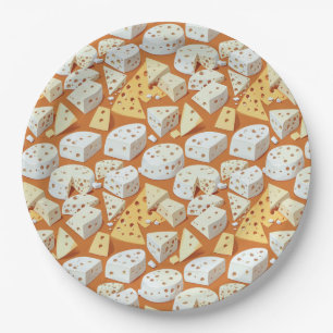 Cheese Pieces With Natural Holes Cute Pattern  Paper Plates