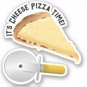 Cheese Pizza and Pizza Cutter Sticker
