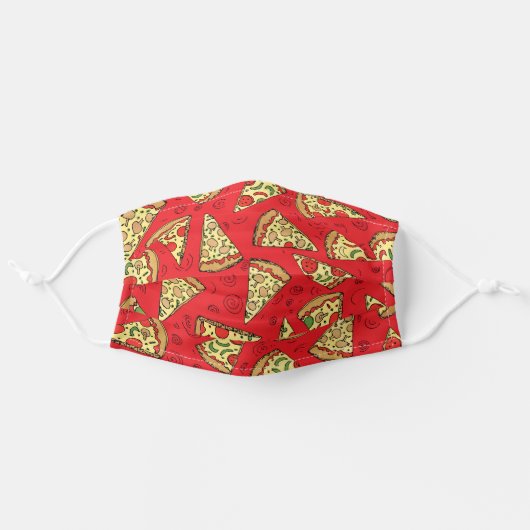 Cheese Pizza Slices Red Pattern Novelty Adult Cloth Face Mask (Front, Unfolded)