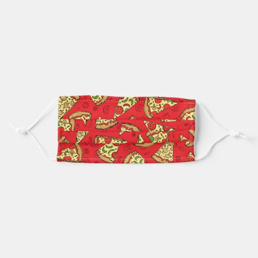 Cheese Pizza Slices Red Pattern Novelty Adult Cloth Face Mask (Front, Folded)