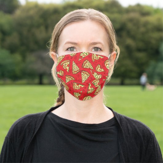 Cheese Pizza Slices Red Pattern Novelty Adult Cloth Face Mask (Outside)