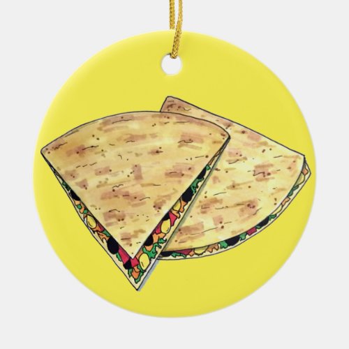 Cheese Quesadillas Mexican Food Appetizer Queso Ceramic Ornament