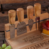 Cheese Set: Knives & Etched Bamboo Cutting Board (Front)