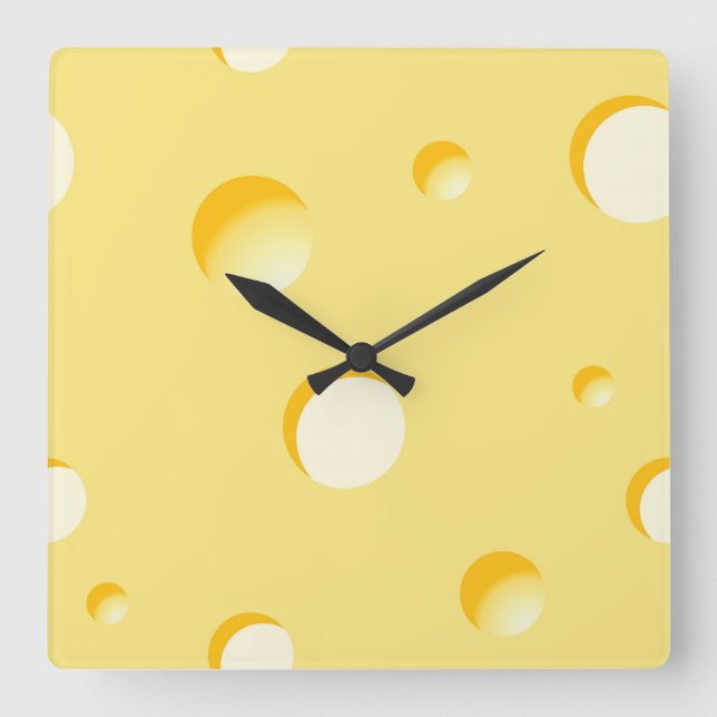 Cheese slice illustration square wall clock (Front)