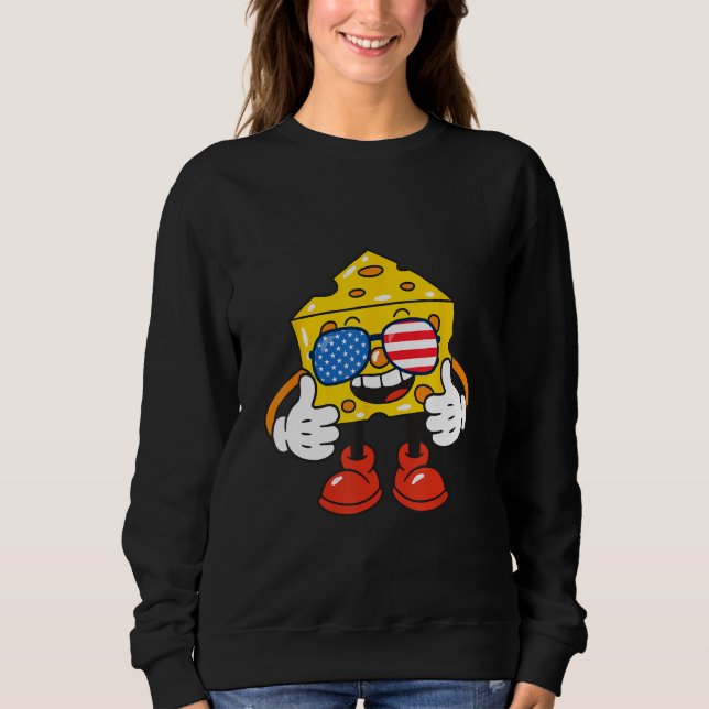 Cheese Sunglasses American Flag USA 4th Of July Sweatshirt (Front)
