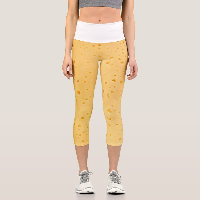 Cheese Texture Pattern Capri Leggings (Front)