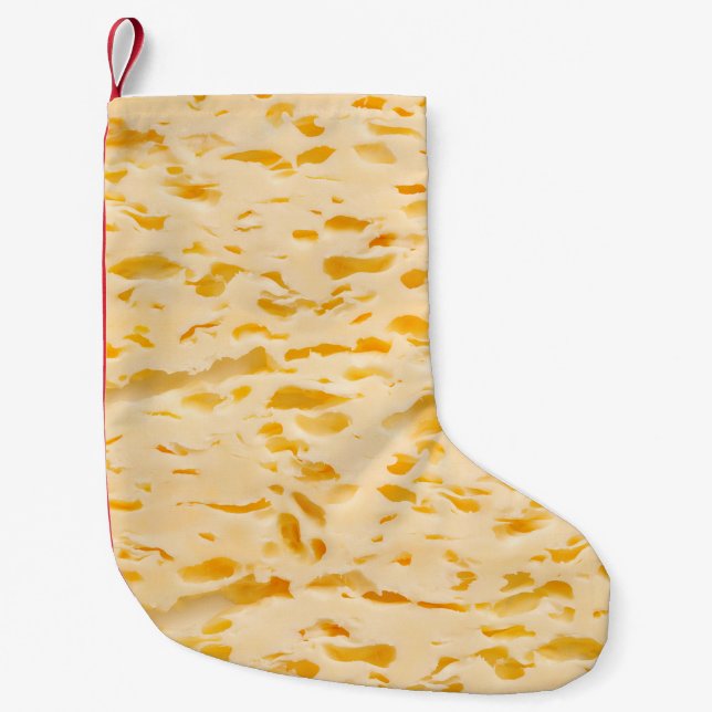 Cheese texture with holes small christmas stocking (Front)