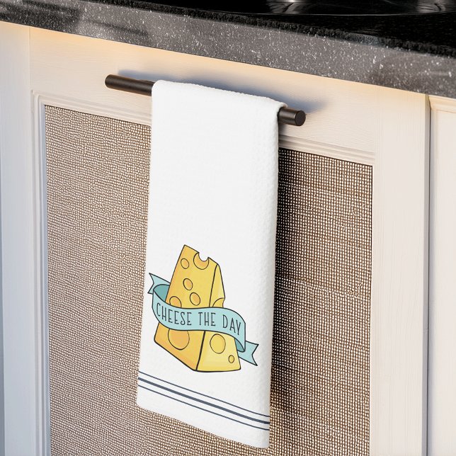 Cheese The Day Cute Funny Cheese Pun Kitchen Towel (Creator Uploaded)