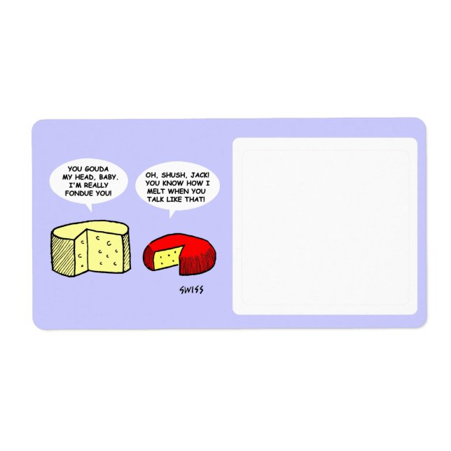 Cheese Themed Cute Funny Cartoon Food Storage Label (Front)