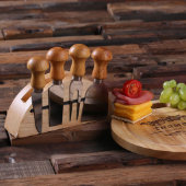 Cheese Tools Set with Round Wood Cutting Board (Front)