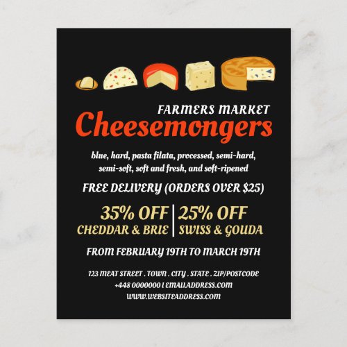 Cheese Variety Cheesemonger Advertising Flyer