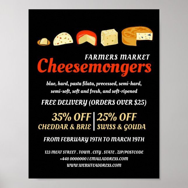 Cheese Variety, Cheesemonger Advertising Poster (Front)