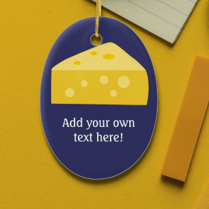 Cheese Wedge graphic to Personalize Ceramic Ornament
