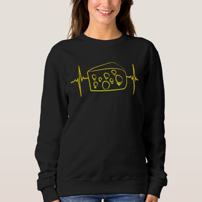 Cheese Wedge Heartbeat Grilled Dairy Farming Love  Sweatshirt (Front)