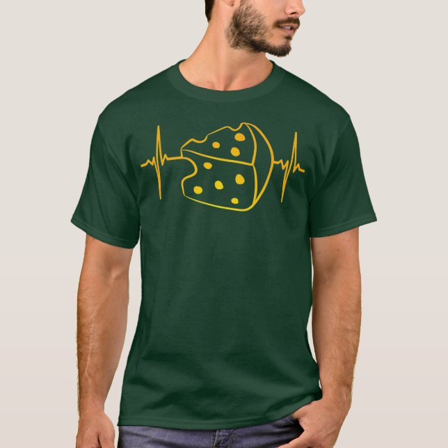 Cheese Wedge Heartbeat Grilled Dairy Farming T-Shirt (Front)