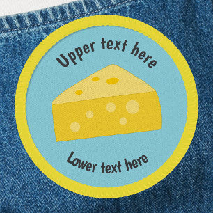 Cheese Wedge - 'mouse hole' style slice, your text Patch