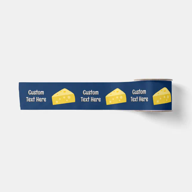 Cheese Pattern Ribbon Cheese Wedges - own greeting - any dark background Satin Ribbon | Zazzle