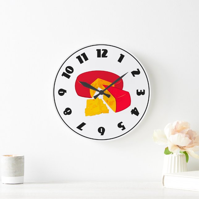 Cheese Wheel Red Wax Dairy Food Large Clock (Creator Uploaded)