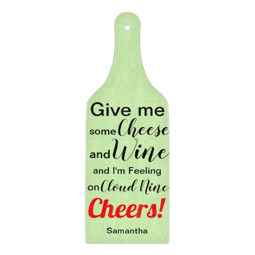 Cheese Wine Humor Green Glass Cutting Board