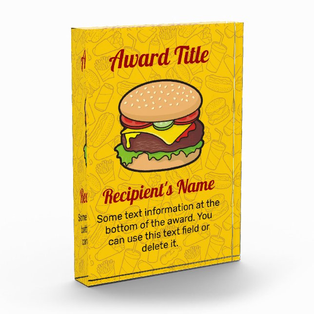 Cheeseburger Acrylic Award (Left)