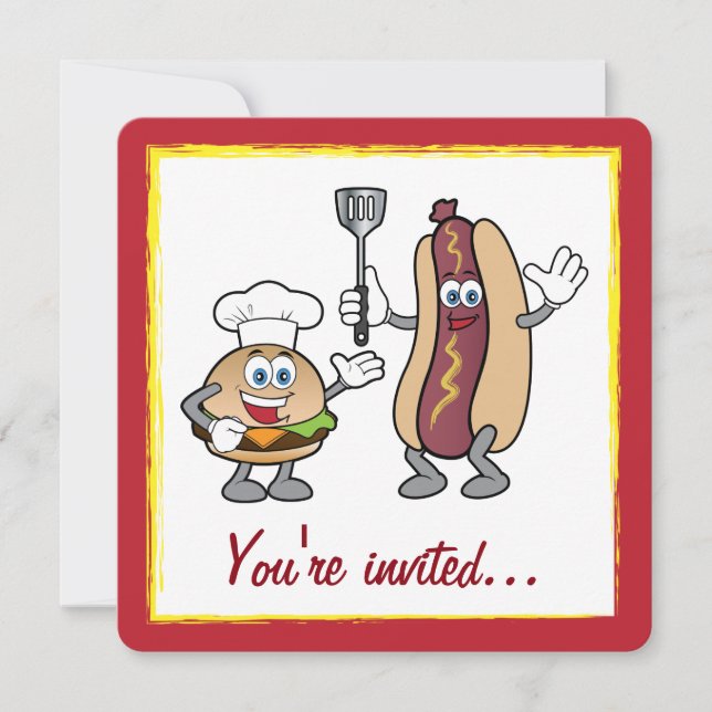 Cheeseburger and Hot Dog Cook-Out Invitation (Front)