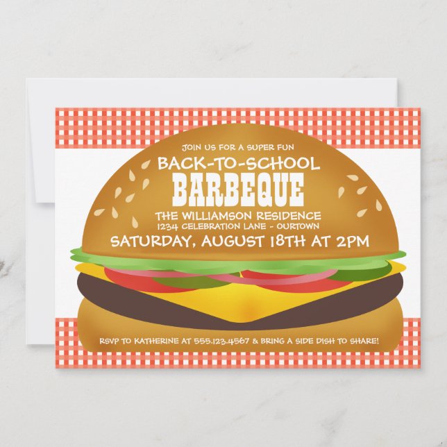 Cheeseburger Back to School Barbeque Invitation (Front)