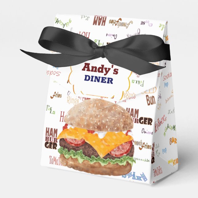 Cheeseburger BBQ Grill Fast Food Favor Boxes (Front Side)