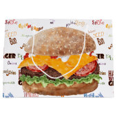 Cheeseburger BBQ Grill Fast Food Large Gift Bag (Front)