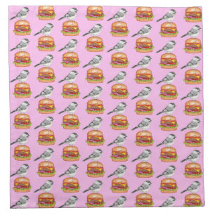 Cheeseburger Bird Black Capped Chickadee Pink Cloth Napkin