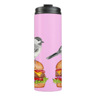 Cheeseburger Bird Black Capped Chickadee Pink Thermal Tumbler