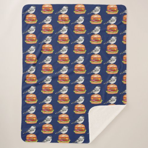 Cheeseburger Bird Black Capped Chickadee Tahoe Sherpa Blanket