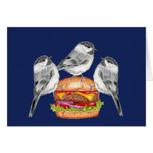 Cheeseburger Bird Tahoe Mountain Chickadee Cards