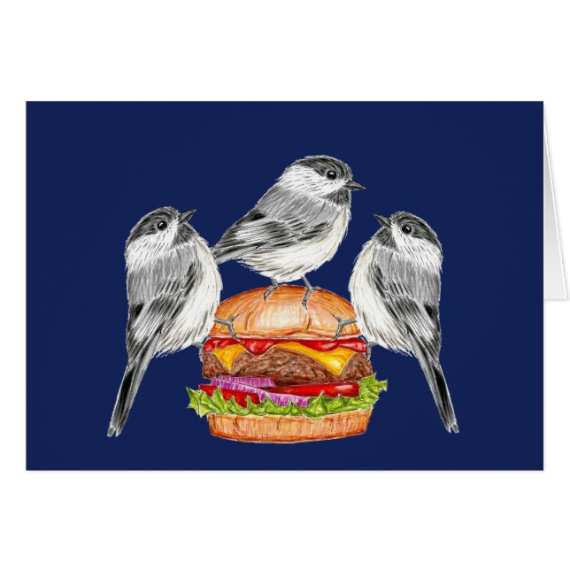 Cheeseburger Bird Tahoe Mountain Chickadee Cards (Front Horizontal)