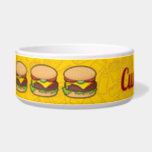 Cheeseburger Bowl<br><div class="desc">Cheeseburger cartoon illustration on yellow junk food seamless background. Custom text.</div>