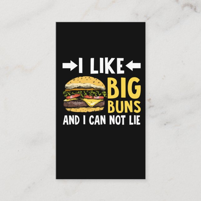 Cheeseburger Bun Lover Foodie Funny Food Joke Business Card (Front)