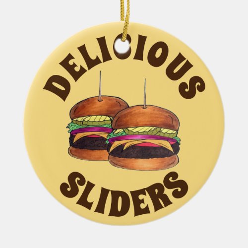 Cheeseburger Burger Hamburger Sliders Bar Food Ceramic Ornament