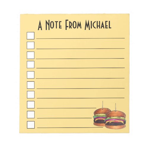 Cheeseburger Burger Hamburger Sliders Bar Food Notepad